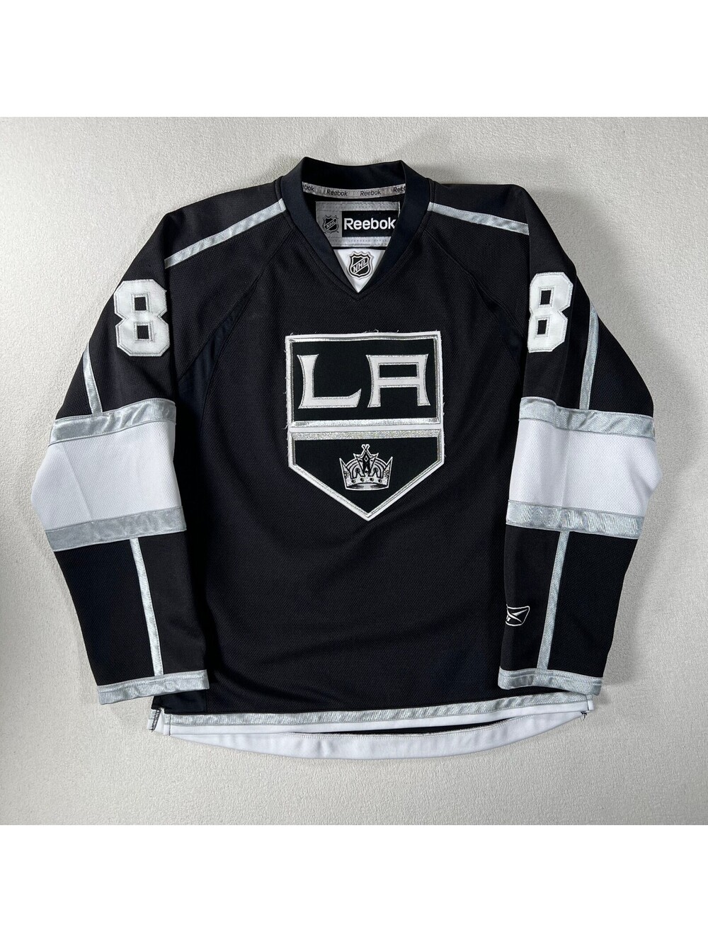 Reebok LA Kings NHL Hockey Jersey #8 Drew Doughty Black Silver White Size S